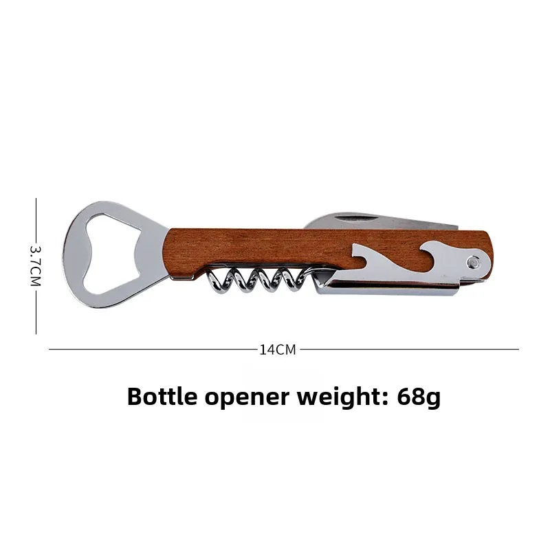 1PC 다기능 나무 손잡이 와인 코르크 따개, 맥주 병따개, 전문 바 주방 도구