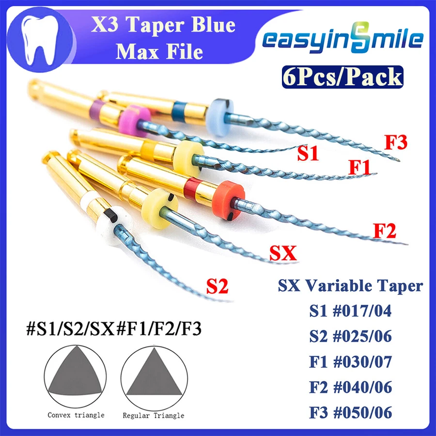 Lime Rotanti Endo Dentali X-Pro Blue Taper Niti Endodontic Engine File Sx-F3 25Mm