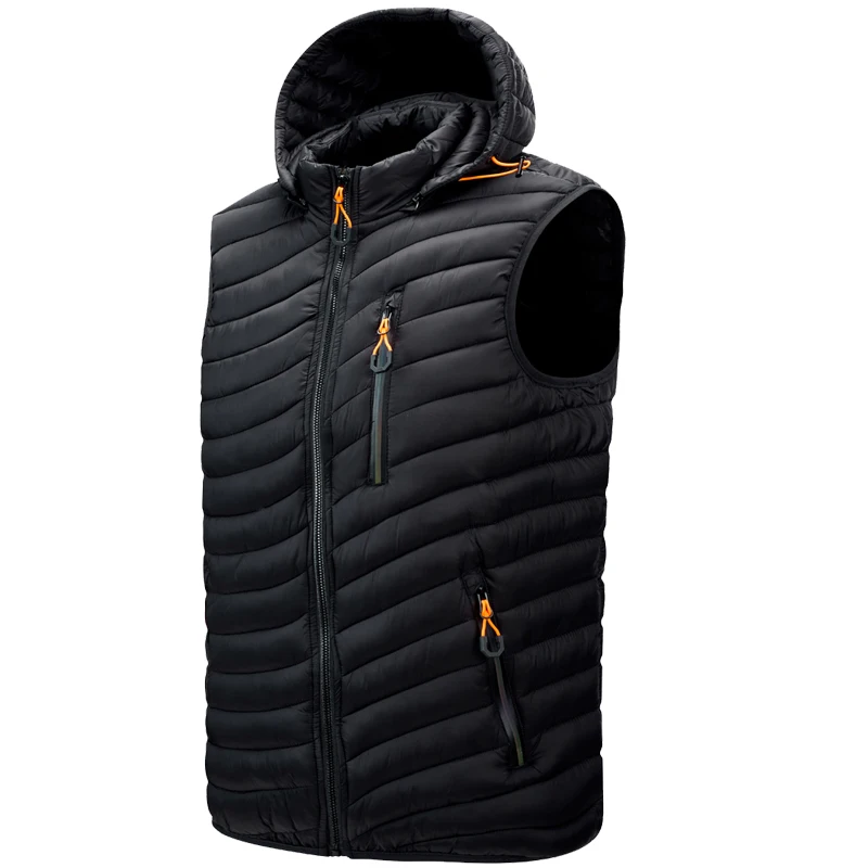 Winter Men Sleeveless Jackets Vests Men Hooded Casual Pockets Waistcoat Autumn Windproof Waterproof Hat Detachable Vest Male 6XL