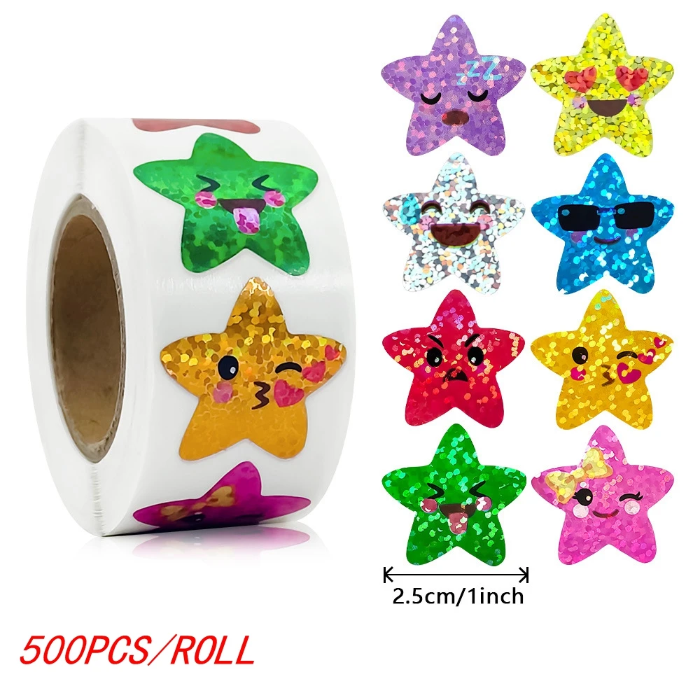 Colorful Holographic Star Stickers for Kids – Reward & Crafting Classroom Supplies for Teachers