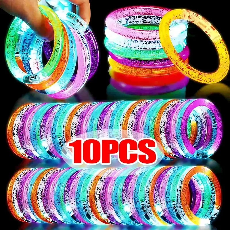 1-10PCS Glow Sticks Bracelets LED Party Supplies Favors Glow in The Dark LED Bracelet Light Up Toys For Christmas Party Decor