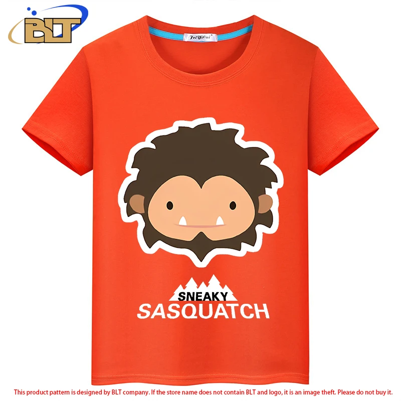 Sneaky Sasquatch Head T-Shirt summer children's short-sleeved casual tops for boys and girls 4