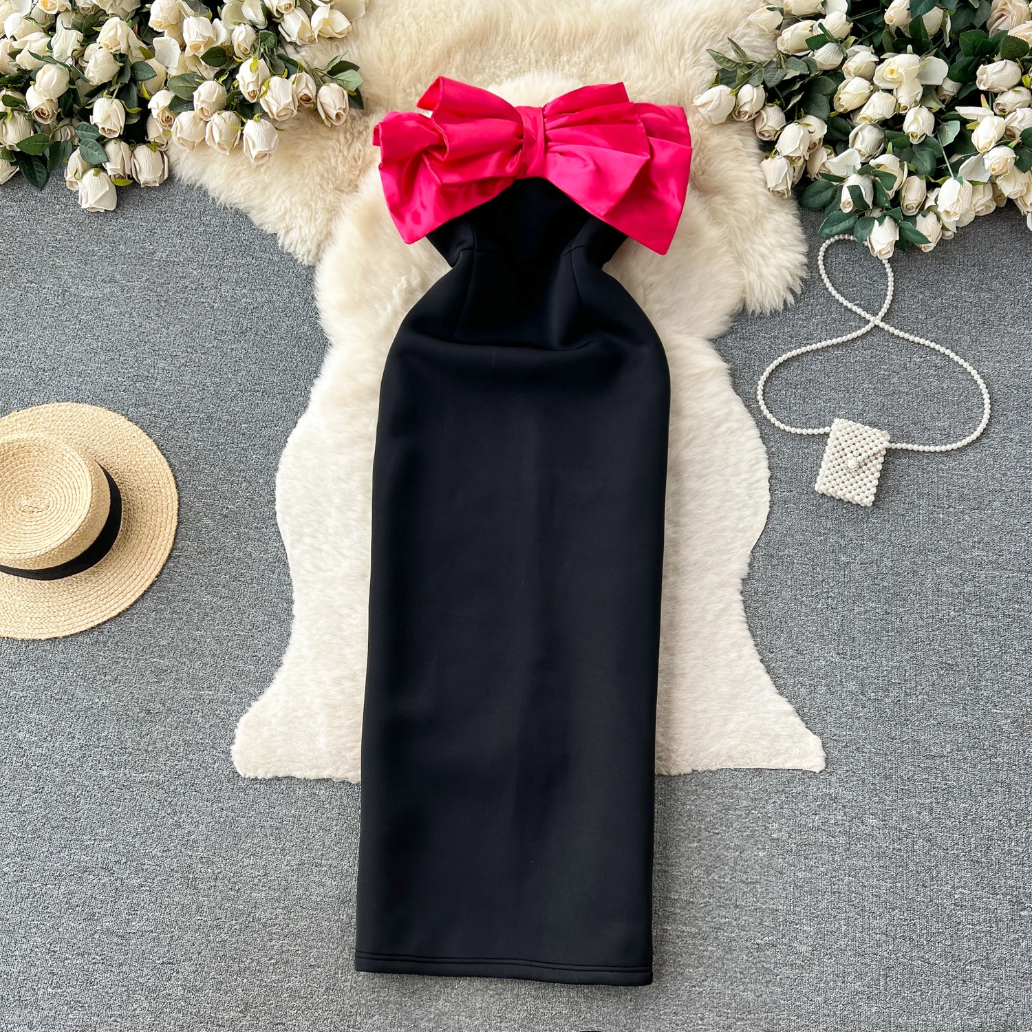 

Sexy Strapless butterfly Evening Dress Korean Fashion Slim Wrap Dress Elegant Birthday Party Club Vestido Summer Women Dress