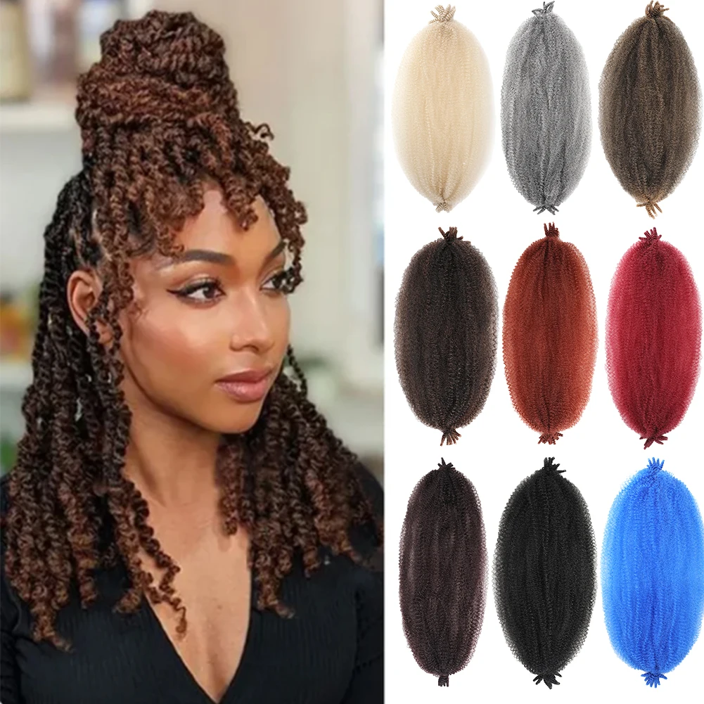 Springy Afro Twist Hair Soft Locs Sintetico Marley Twist Intrecciare I Capelli Estensioni Dei Capelli Afro Crespi Pre-Separati Da 16 E 24 Pollici