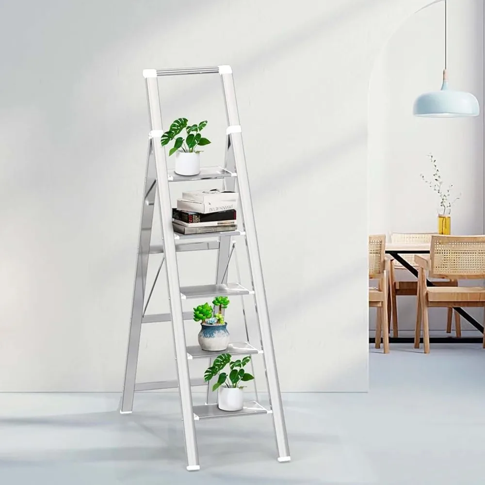 

5-ступенчатая легкая алюминиевая лестница для подъема до 10 футов, портативная лестница с высоким потолом, Ступенчатая лестница, лестницы для дома, складной стул