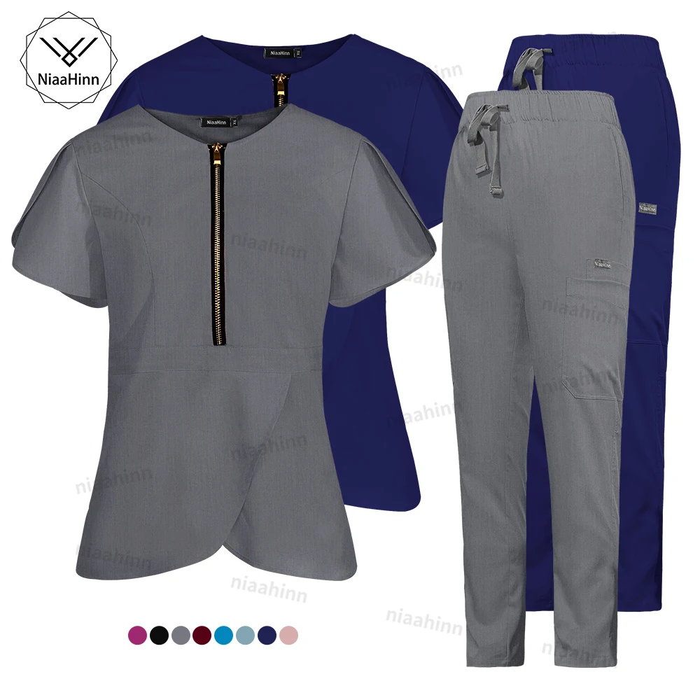 

Nurse Uniforms Scrubs Sets Women Healthcare Nursing Accessories Breathable Medical Sets Operating Room Surgical Gowns Tops+pants
