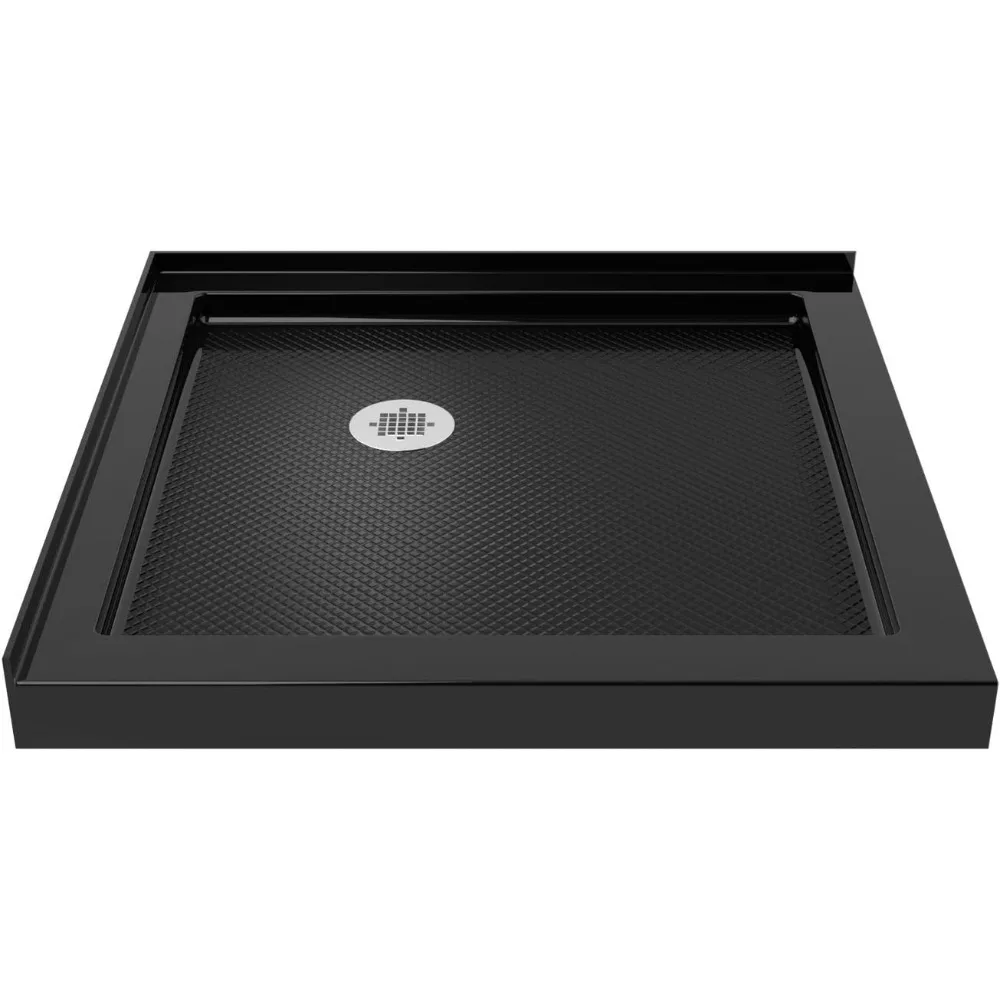 Corner Drain Double Threshold Shower Base in Black, DLT-1032320-88, 32 in. D X 32 in. W X 2 3/4 H Shower Base