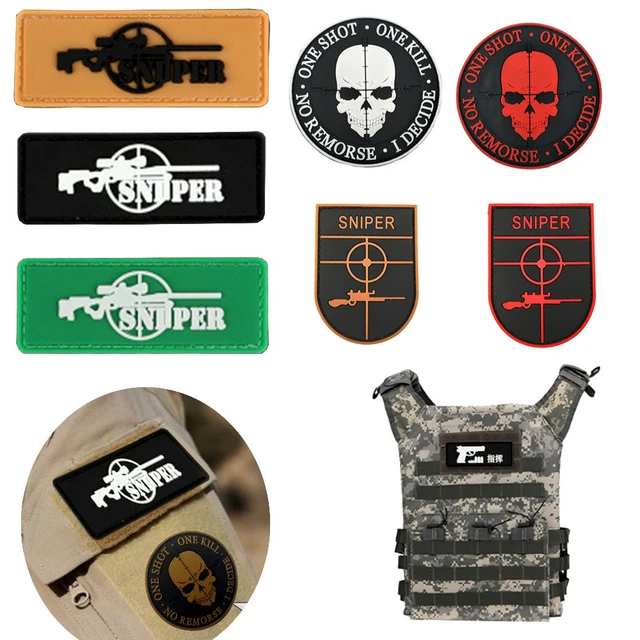 Patchs Velcro en caoutchouc PVC Sniper, patch Special Ops, patchs Velcro,  patchs Sharp Shooter, patchs tactiques pour vestes, t-shirts ou masques -   France