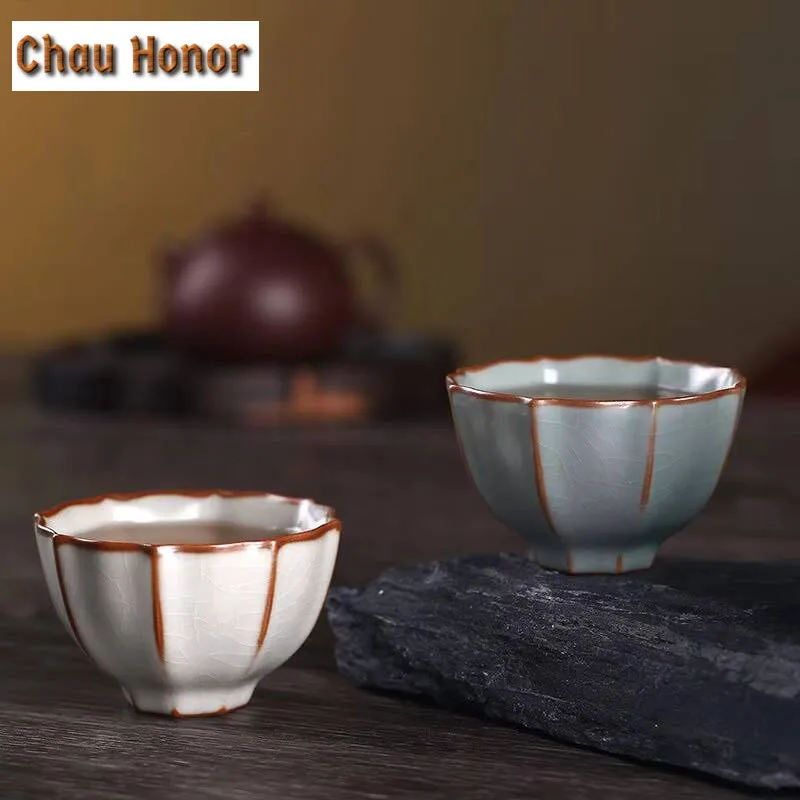 Boutique Ru Kiln Ceramics Small Capacity Tea Cup Handmade Household Chinese Kung Fu Teaset Drinkware Accessories Birthday Gift
