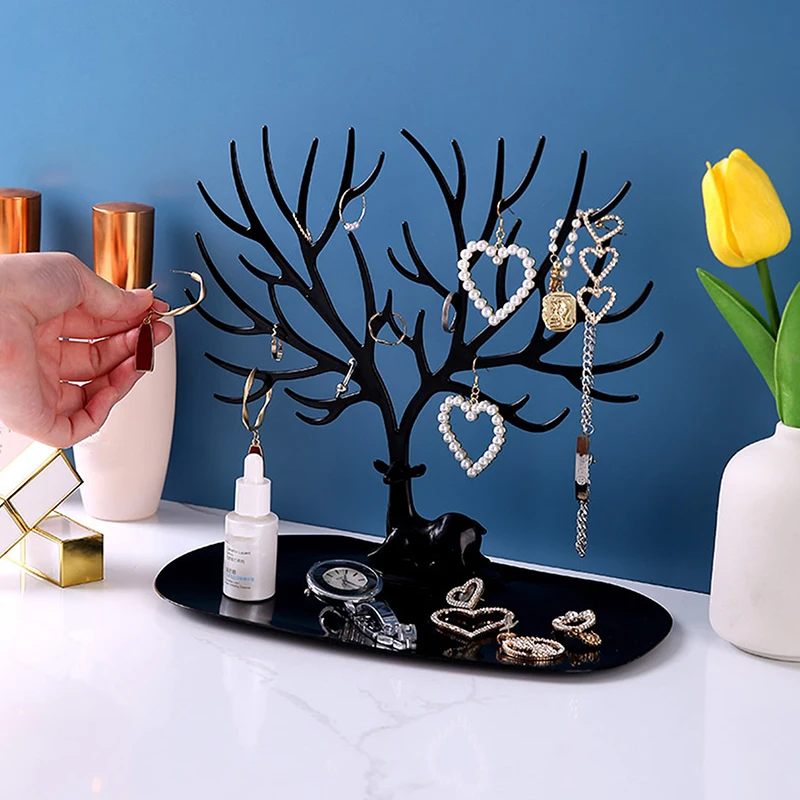 Description Picture 4 of itemJewelry Display Stand Tray Tree Storage Racks Earrings Necklaces Rings Jewelry Boxes Case Desktop Organizer Holder Make Up Decor