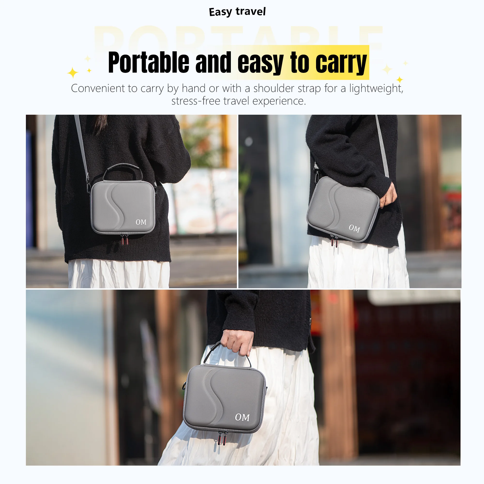 OM7 Portable Storage Bag for DJI Osmo Mobile 7 / 7Pro Handheld Stabilizer Accessory Carrying Case PU Travel Shoulder Bag Handbag