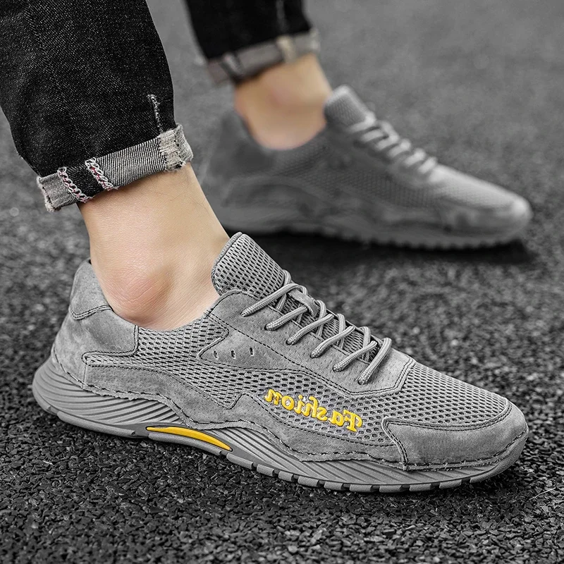 Men Casual Shoes Breathable Mesh Loafers Men Shoes Handmade Fashion Comfortable Outdoor Men's Walking Sneakers Men Boat Shoes