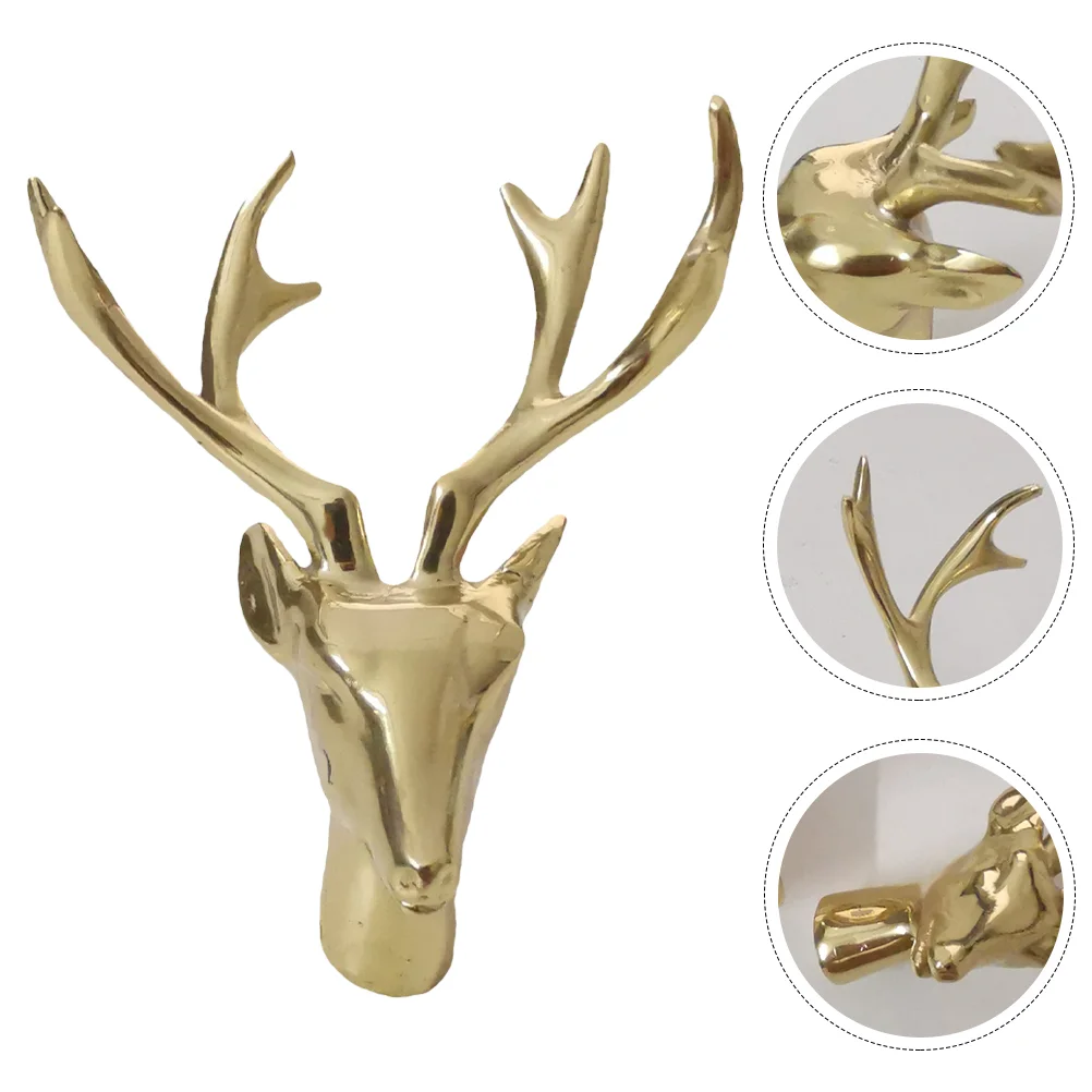 

Wall Decoration Brass Deer Head Ornament Earring Support Elk Creative Desktop Crafts