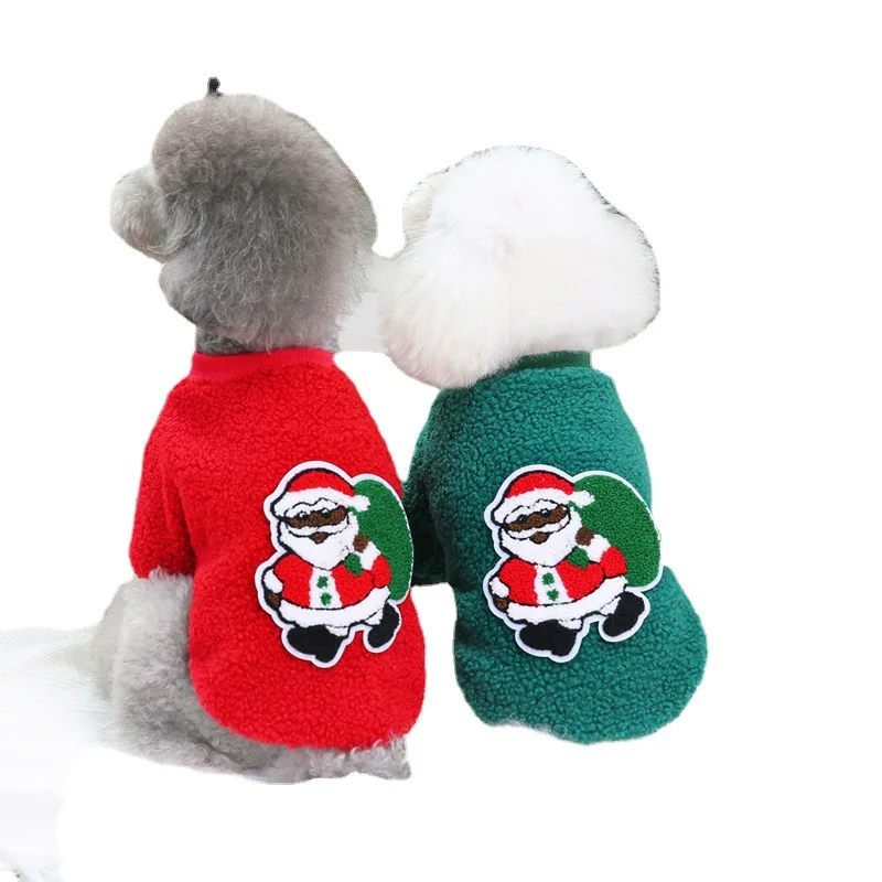 Dog Clothes Christmas Autumn Winter Thicken Fleece Pet Clothes Teddy