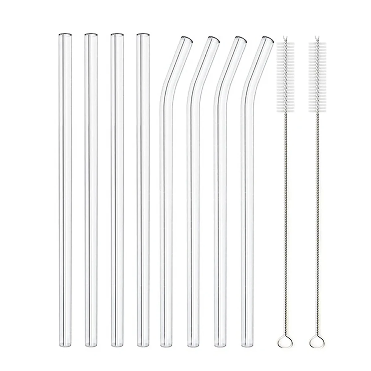 Description Picture 2 of item8Pcs High Borosilicate Glass Straws Straight Reusable Drinking Straw Boba Bubble Milk Smoothies Fruit Cocktails Bar Accessories
