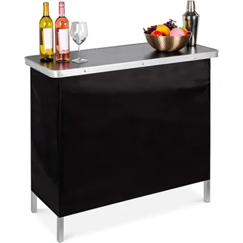 Portable Pop-Up Bar Table with Storage Shelf 1