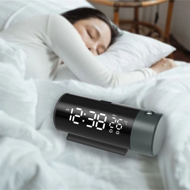 LED Screen Projection Alarm Clock with Double Alarms and Temperature Monitoring -9~+39°C Temperature Detection Ranges 5