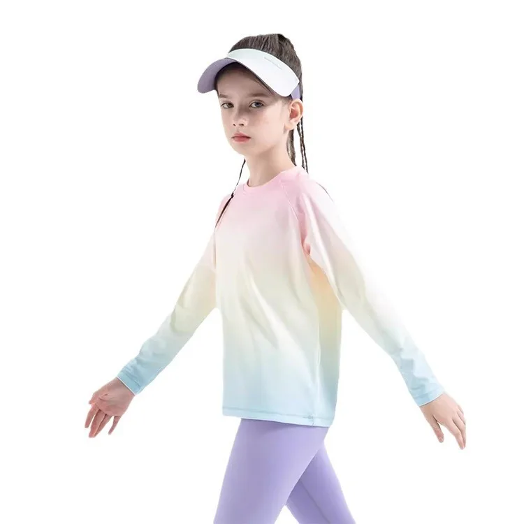 Children's Yoga Shirts Long Sleeve Boys Girls Sports Tops Gradient Loose Kids Sportswear Gym Tees Quick-dry T-shirts For Fitness 13 S3d34524ac20d4726949a487af175d887y