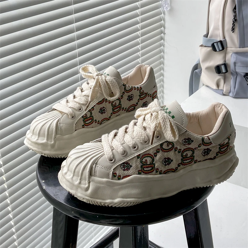 

Женские холщовые туфли Shell shoes, модель Лето 2023 года, обувь на платформе, нишевые все маленькие белые туфли, повседневная женская обувь