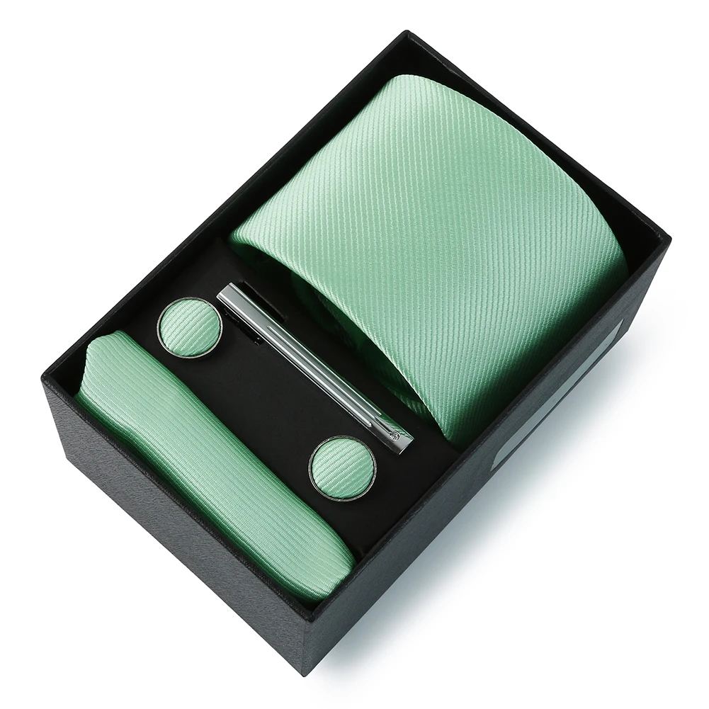 Hochzeit Männer Krawatte Einfarbig Seide Krawatte Einstecktuch Geschenk Box Set Luxus Designer Krawatte Für Männer Männlich Gravat Hochzeit Zubehör – Detail 23