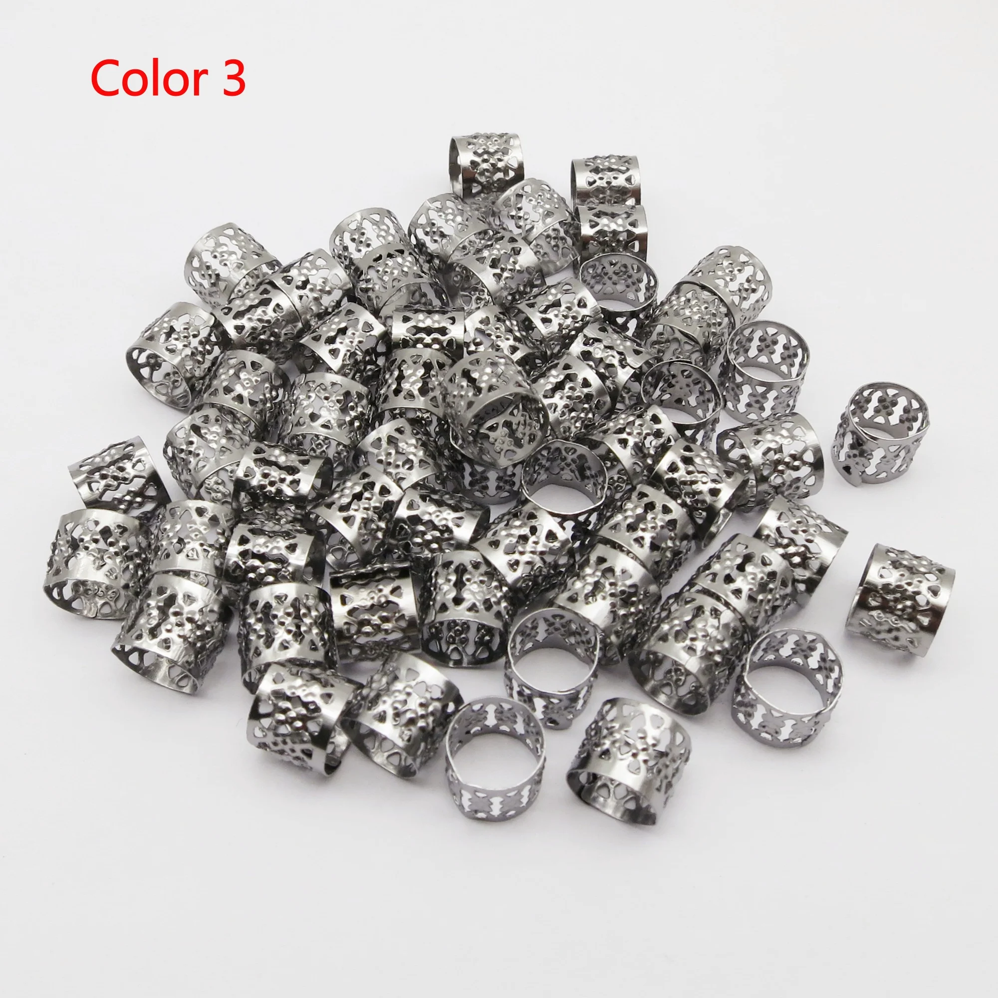 100개 마이크로 조절 가능한 헤어 브레이드 드레드락 비즈 커프스 클립 링 튜브 쥬얼리 제작 액세서리 헤어 장식