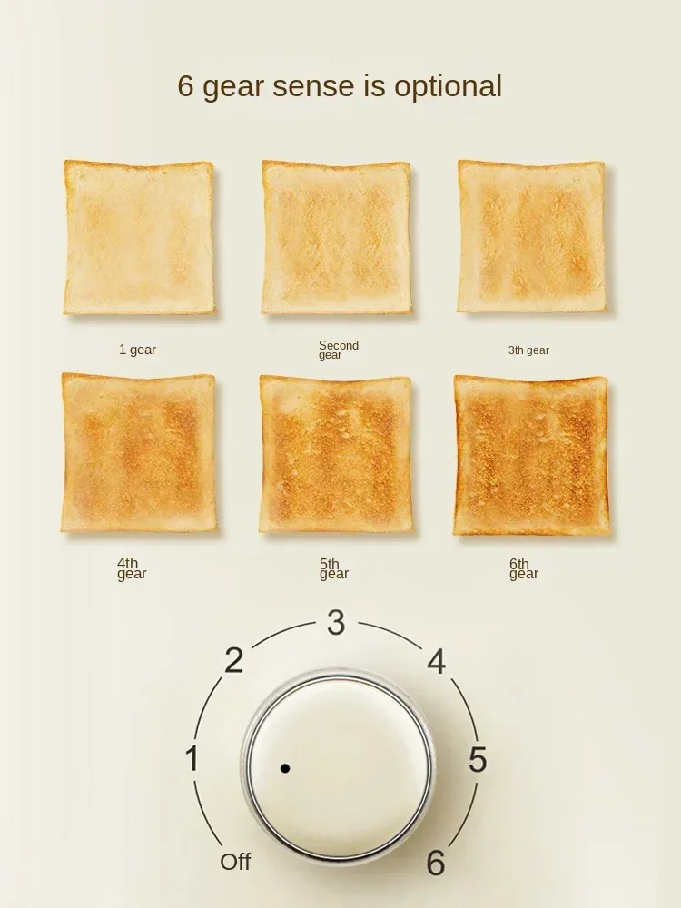 Subor Bread Maker, Compact 2 Slice Toaster, Household Breakfast Machine, 6 Browning Settings, 220V