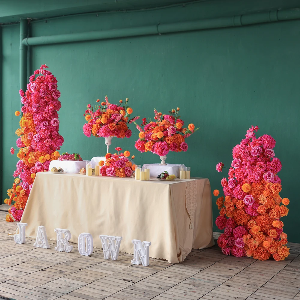 Description Picture 5 of itemParty Supplies Hot Pink Orange Rose Hydrangea Flower Arrangement for Wedding Event Decor Props Table Decoration & Accessories