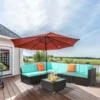 Brown Gradient Rattan Lake Blue Cushion Cushion Vacuum Packing Rattan 7 Piece Set 6