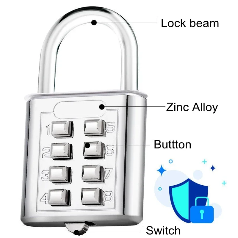 8 Digits Password Code Combination Padlock Zinc Alloy Suitcase Luggage Travel mini padlock security padlock travel padlock luggage padlock digit combination lock combination lock