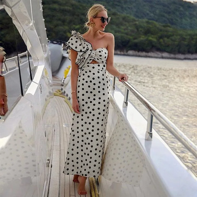 2024 New Sweet Cute Bow Bikini Contrasting Color Camisole Jumpsuit Two-pieces Sexy Elegant Polka Dot Beach Midi Skirt Swimsuit