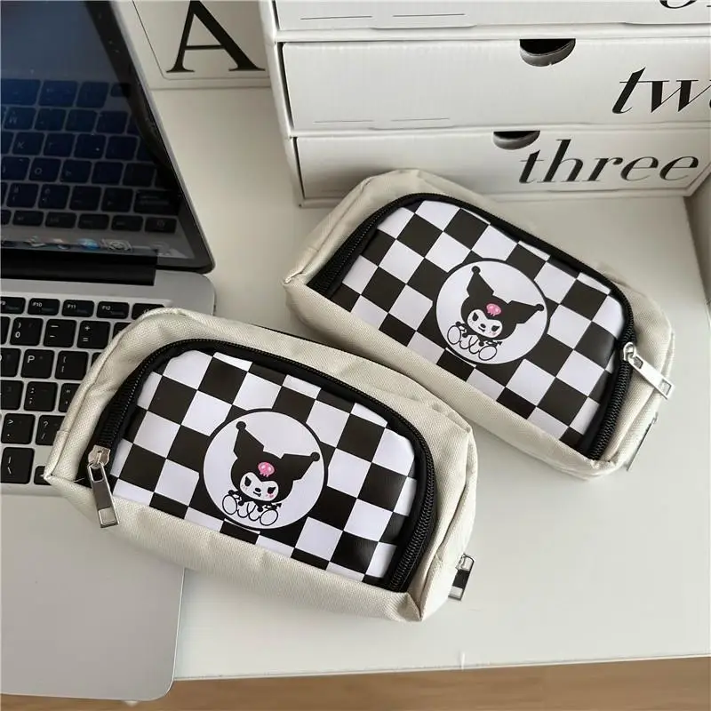 

Kawaii Sanrio Pen Bag Kuromi Cartoon Anime Student Stationery Bag Large Capacity Multi-Function Storage Bag Travel Makeup Bag