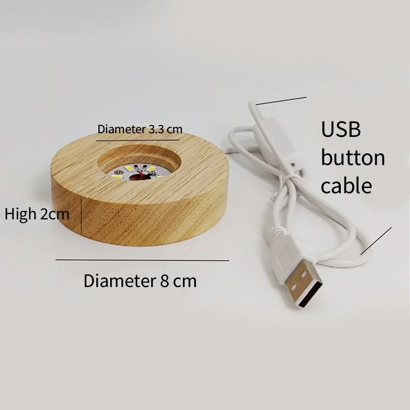 8cm Wood Light Base With USB Switch Wooden LED Light Rotating Display Stand Lamp Holder Lamp Base Art Ornament lamp holder lamp bulb holder
