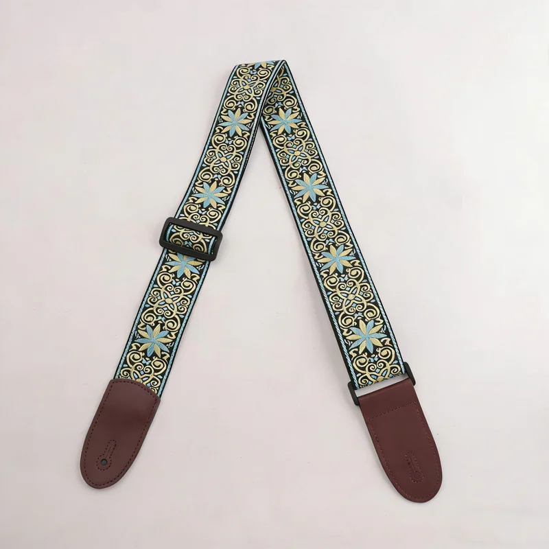 Modischer Gitarrengurt im Retro-Ethno-Stil, verstellbarer Lederriemen für Folk-Gitarre, E-Gitarre, Bass, Ukulele, Gitarrenzubehör – Detail 7