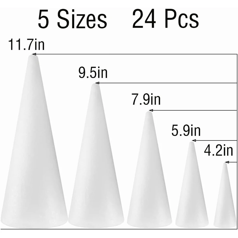 Craft Foam Cone 4PCS White Craft Foam Cones for Crafts 12 Inch, Christmas  Foam Tree Cones for DIY Crafts, DIY Christmas Gnomes, Holiday Decor White