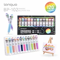LANGUO Multicolor Pens 28/60/120 Colors 10-in-1 Colored Ballpoint Pen 0.8mm Fine Point Smooth Writing Retractable Ballpoint Pens 1