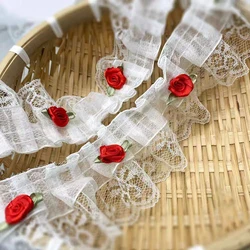 Pink Bow Embroidery Lace Trim - 1 Yard, 5CM Wide for DIY Clothing Decoration (Style4 Red)