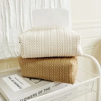 Nordic Ins Wheat Ear Texture Tissue Box Paper Stoarge Bag Cloth Tissue Box Car Tissue Storage Box Living Room Home Decor 2