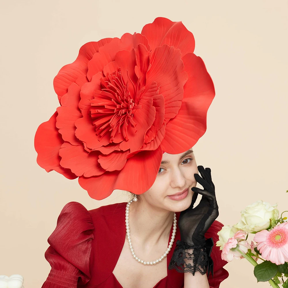 Women's Fascinator Hat Special EVA Material Big Flower Church Kentucky Derby Fascinator Bridal Tea Party Wedding Hat