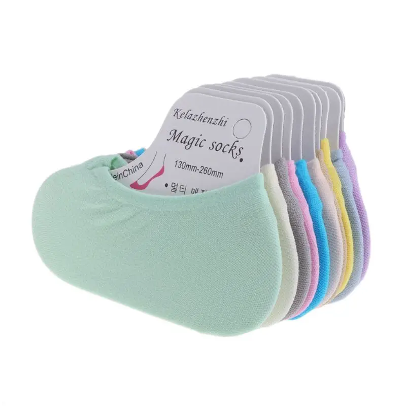 10 Pairs Elastic No Show Socks Women Girls Low Cut Non-Slip Thin Liner Socks Invisible for Flats
