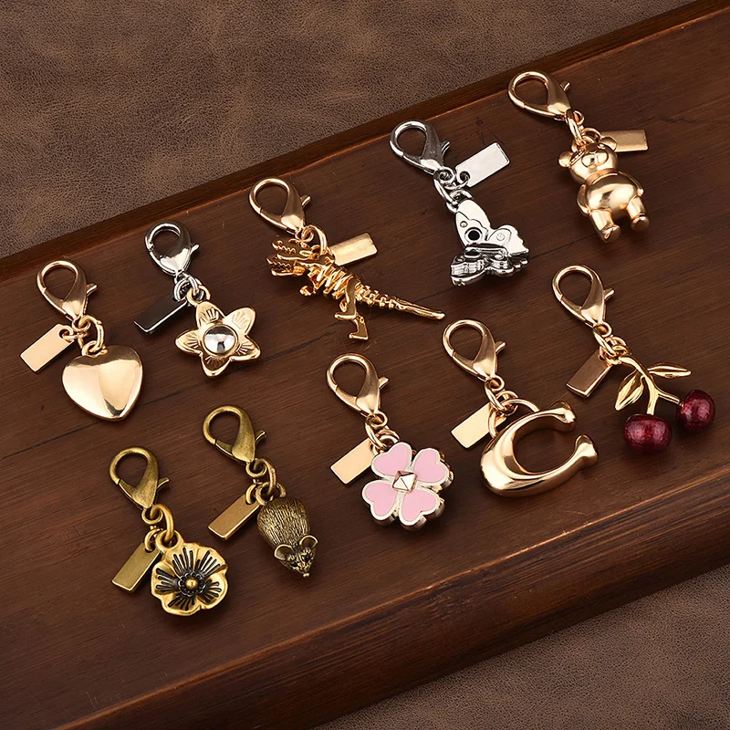Keychain Handbag Decoration Car Key Pendant Cherry Golden Bear Keyring Backpack Jewelry Accessories Surprise Gifts