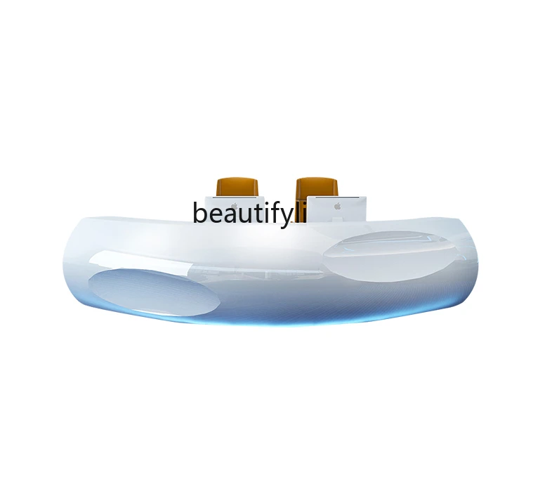 

Reception Desk Company Reception Desk Modern Simple Paint Arc Creative Beauty Salon Bar Counter Cashier Desk Customization