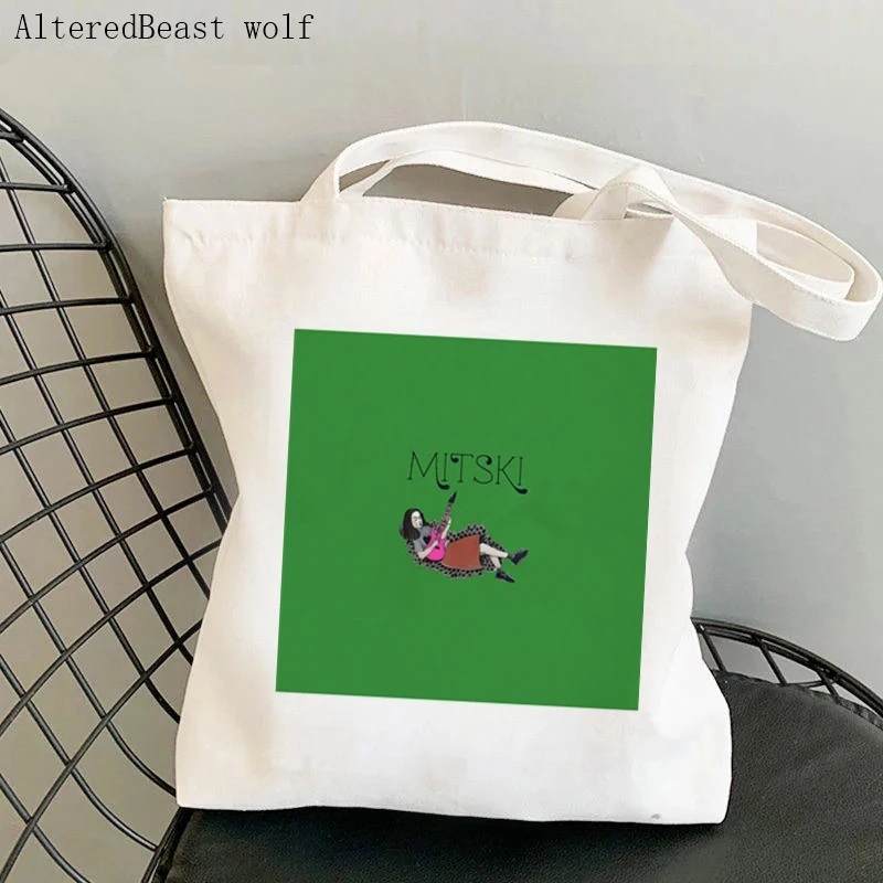 Women Shopper bag mitski crying girl Printed Kawaii Bag Harajuku Shopping Canvas Shopper Bag girl handbag Tote Shoulder Lady Bag