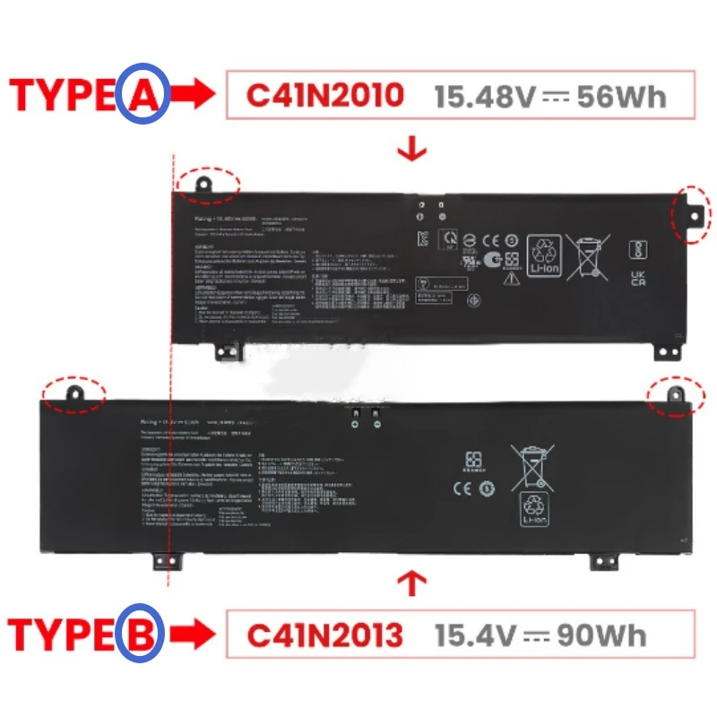 Batteria C41N2010 Per Asus Tuf Gaming A15 Fa507Rc F17 A17 Fa707Re Fa707Rm Tuf707Re 707Zc Rog Strix Studio G15 G17 G512Ic G513Ih