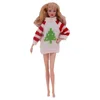 Doll Clothes Christmas Jumpsuit Sweater Short Sleeve For Barbies Accessories Cute Snowman Pattern For Big Elf Dolls,Holiday Gift 5