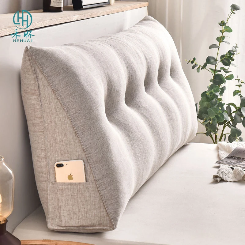 47in Long Triangle Bed Back Cushion Pillow, Headboard Triangle Backrest  Cushion,Reading Pillow Soft Upholstered Wedge Pillow 