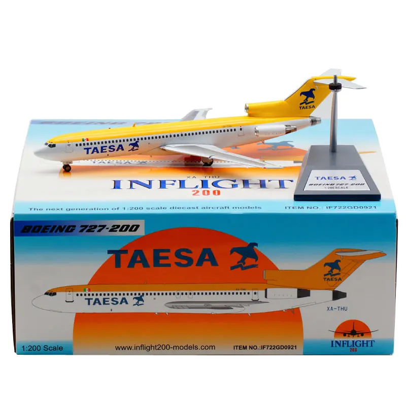 

1:200 Scale Model Mexico B727-200 Xa-thu Diecast Alloy Passenger Aircraft Souvenir Collection Gift Display Decoration For Gifts