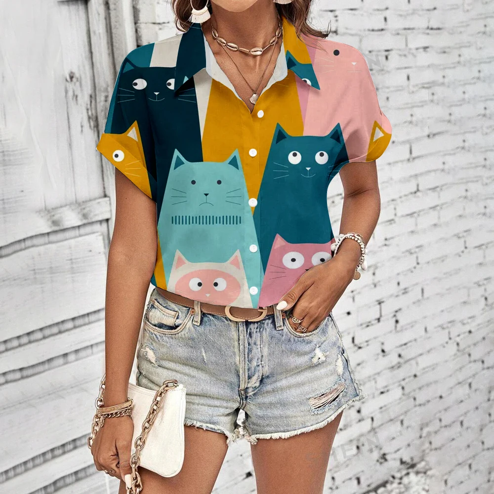 Macie | Women's Cute Kitten Art Print Shirt main image 0