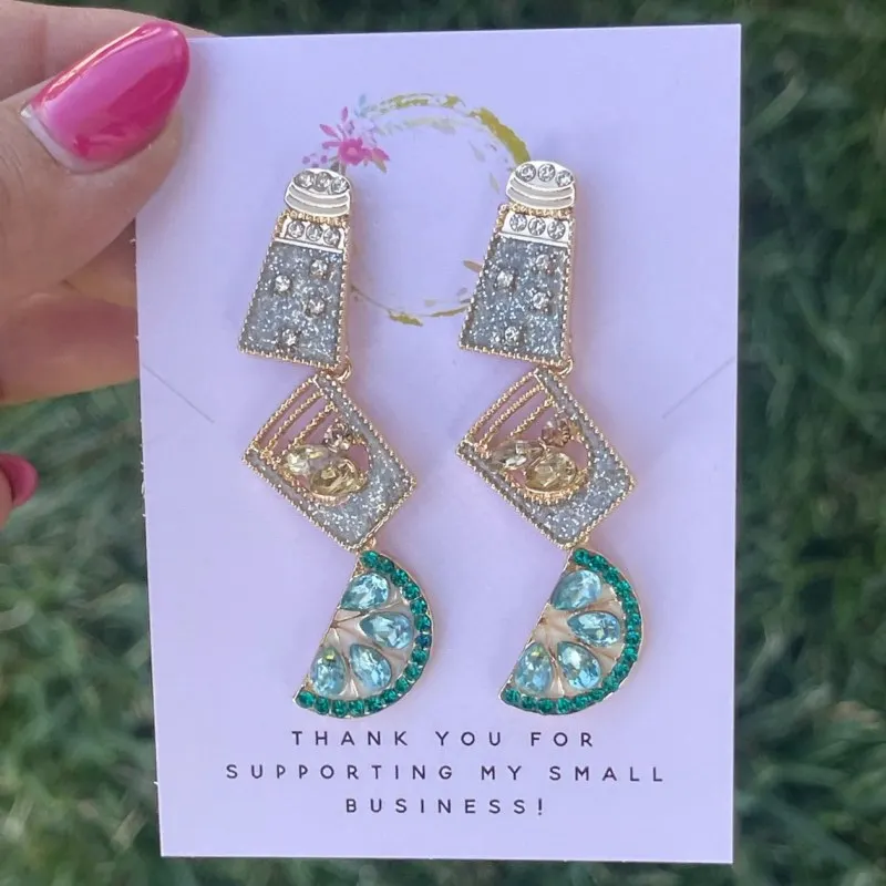 Orecchini Pendenti Donna Tequila Shot A Forma Di Bottiglia E Frutta, Colorati Con Strass Di Cristallo, Gioielli Etnici E Divertenti, Regalo Originale