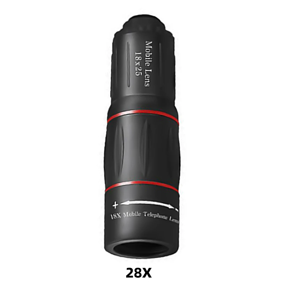 18/28/36X Mobile Phone Camera Lens Clip-On Zoom Monocular Telescope Universal Phone Camera Telephoto Lens for Smartphone