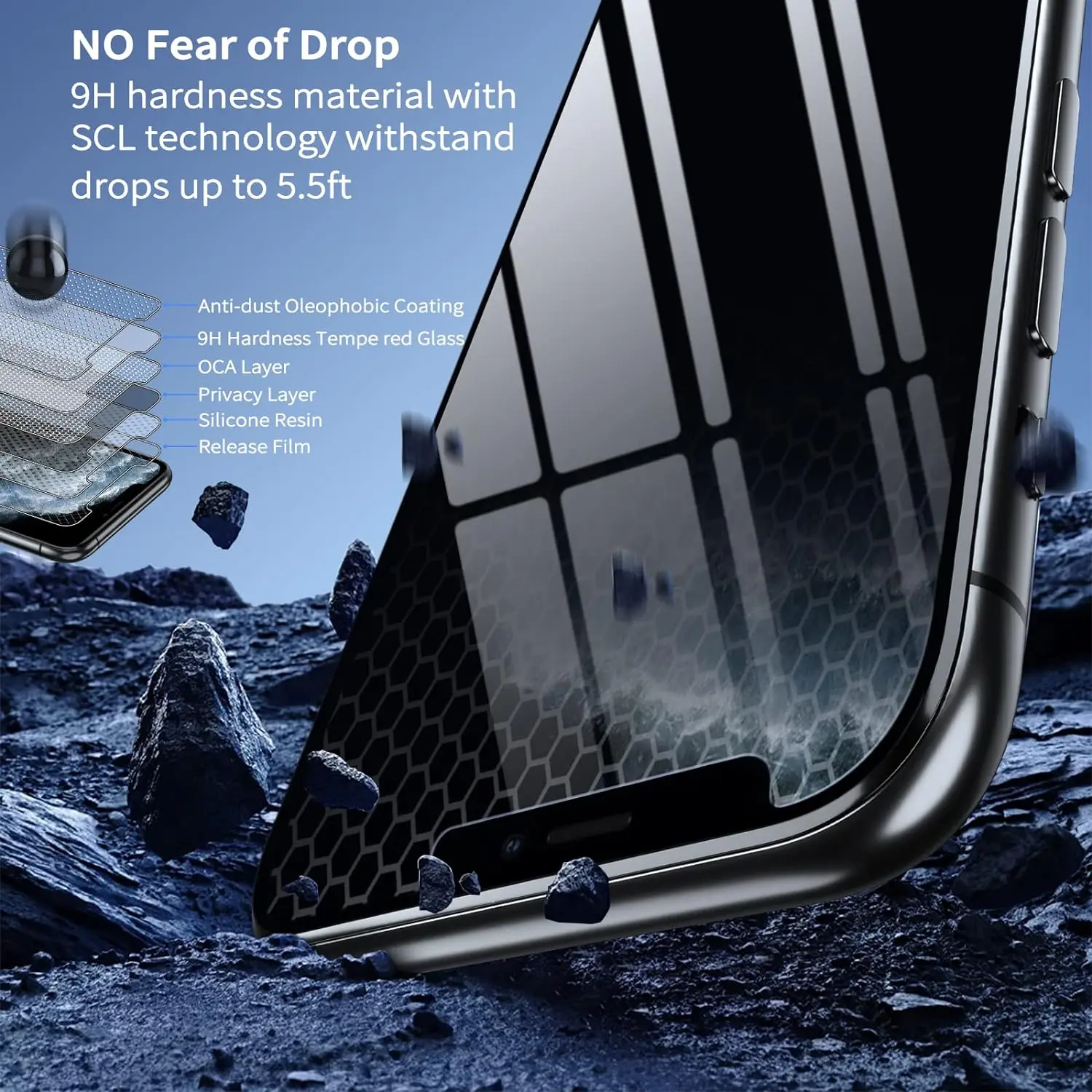 1 4Pcs Super Anti Spy Tempered Glass For iPhone X Xs 11Pro Screen Protector Privacy Glass Film